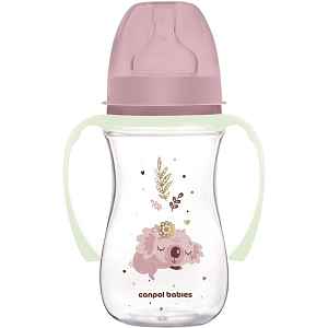 Canpol babies EasyStart Sleepy Koala 240 ml kojenecká láhev 3 m+ Pink 1 ks