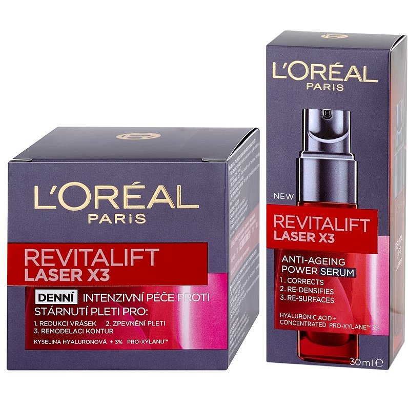 L´Oréal Paris Revitalift Laser X3 Sada proti vráskám: Denní krém 50ml + Sérum 30ml