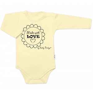 Baby Nellys Body dlouhý rukáv Made with love,  žluté vel.  62