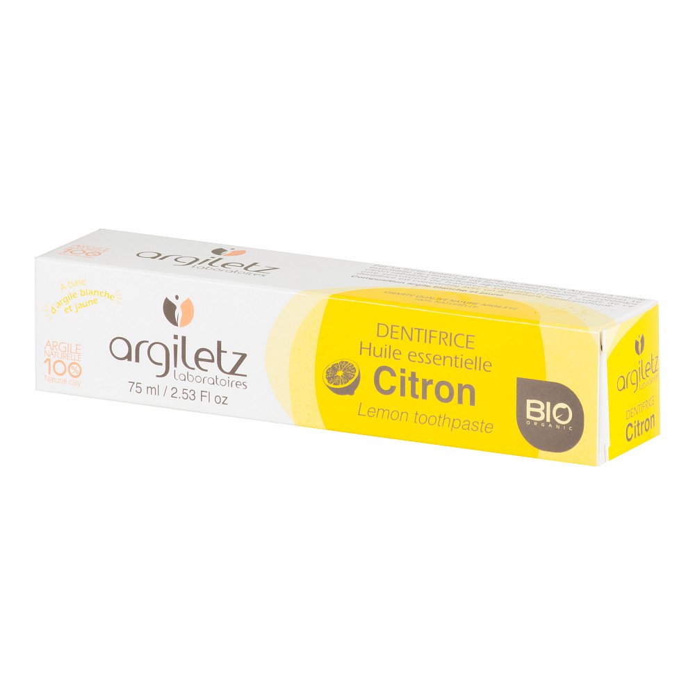 Argiletz BIO Zubní pasta s bílým a žlutým jílem citron 75 ml