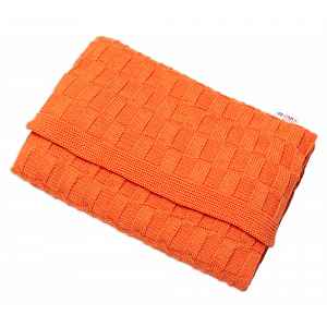 Luxusní bavlněná pletená deka,CUBE, 80 x 100 cm - orange