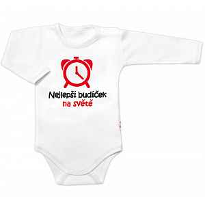 Baby Nellys Body dlouhý rukáv Nejlepší budíček na světě,  bílé vel.  80