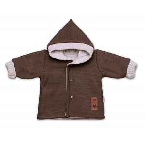 Baby Nellys Rostoucí oboustranný svetřík s kapucí Hand Made, hnědá-béžová, vel. 68/74