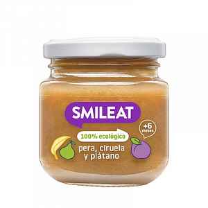 Smileat BIO ovocný příkrm hruška, švestka a banán 6m+ 130 g