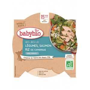 Babybio zeleninová směs s lososem a rýží 260 g