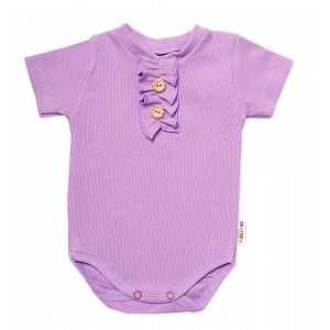 Baby Nellys Kojenecké žebrované body s knoflíčky kr. rukáv, Girl - lila, vel. 68
