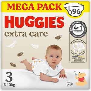HUGGIES Extra care 3 plenky box 6-10 kg 96 kusů, poškozený obal