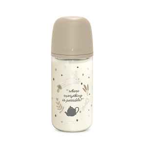 Suavinex Wonderland Skleněná láhev fyziologická SX PRO průtok M 3m+ 240 ml 1 ks krémová