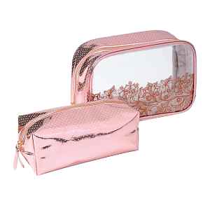 Kosmetická taštička Kosmetická taštička rose gold s krajkou 2 ks
