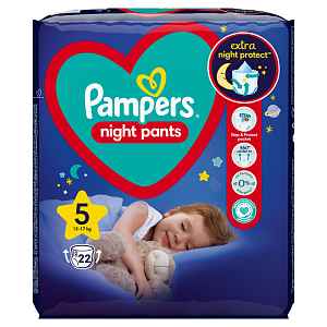 PAMPERS Night Pants Plenkové Kalhotky Velikost 5, 22 ks, 12-17 kg