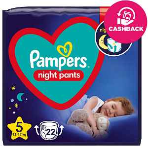 PAMPERS Night Pants Plenkové Kalhotky Velikost 5, 22 ks, 12-17 kg