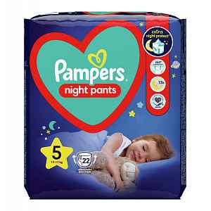 PAMPERS Night Pants Plenkové Kalhotky Velikost 5, 22 ks, 12-17 kg