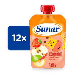 12x SUNÁREK Cool ovoce Jahoda, banán, jablko (120g) - ovocný příkrm