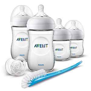 Philips Avent Startovací sada Natural 4 x láhev + kartáč + šidítko Transparentní