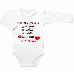 Baby Nellys Body dlouhý rukáv Vždy milovat,  bílé vel.  80