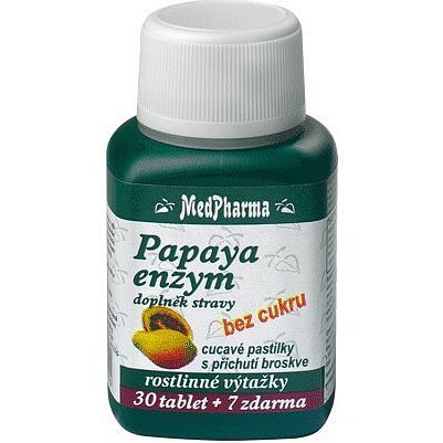 MedPharma Papaya enzym - cucavé pastilky bez cukru 37 tablet