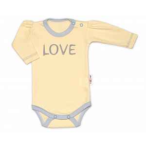 Baby Nellys Body dlouhý rukáv Love - žluté vel.  62