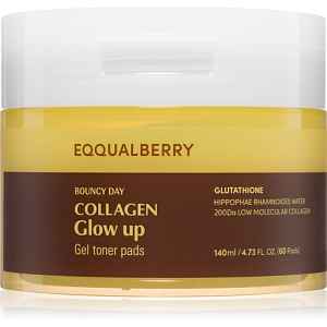 EQQUALBERRY Collagen Glow Up Gel Toner Pads tonizační polštářky pro rozjasnění pleti 60 ks