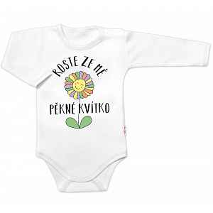 Baby Nellys Body dlouhý rukáv, Roste ze mě pěkné kvítko,  bílé vel.  86