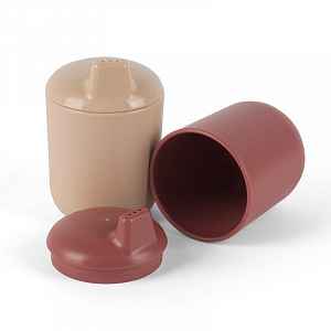 DANTOY Tiny Bio hrníčky s víčkem Nude/Red 2ks 0m+