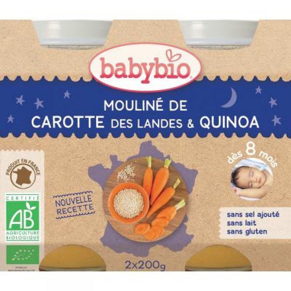 BABYBIO Večerní menu Mrkvové mouliné a quinoa 2x200 g