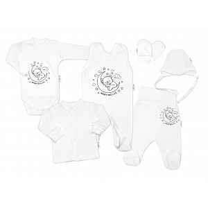 Baby Nellys Soupravička do porodnice 6D, Medvídek na měsíčku, vel. 56