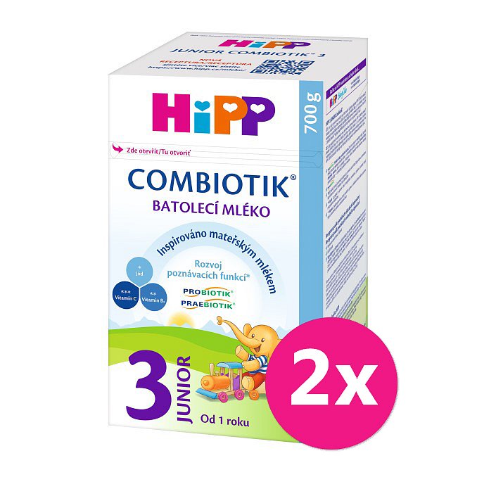 2x HiPP 3 Junior Combiotik - batolecí mléko od uk. 1. roku, 700 g