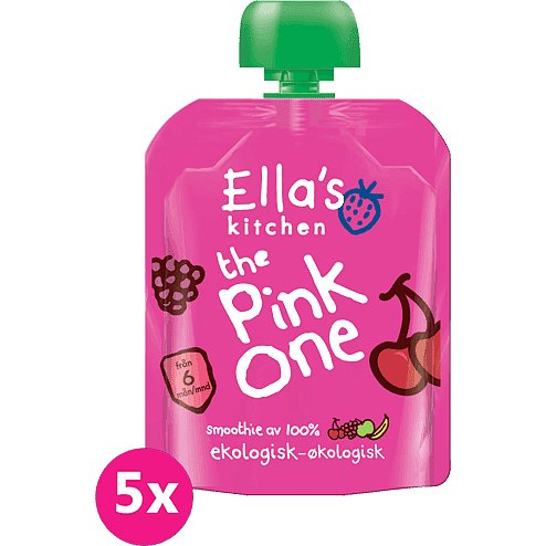 5x ELLA'S Kitchen, Pink One (Třešeň) 90 g - Ella's Kitchen Ovocné pyré Pink One Třešeň 5x90 g