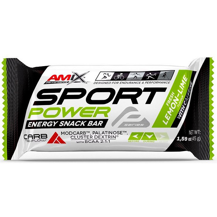 AMIX, Sport Power Energy Snack Bar s kofeinem , Citrón-limetka, 45g