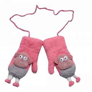 Baby Nellys Zimní rukavičky se šňůrkou a kožíškem, Ovečka, , růžové, 98/104, 13cm