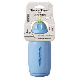 Tommee Tippee Hrneček s brčkem Active 12m+ 266 ml modrý