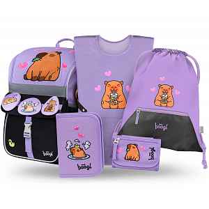 Baagl SET 5 Zippy Kapybara: aktovka, penál, sáček, zástěra, peněženka