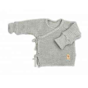 Baby Nellys Kojenecký svetřík, rostoucí, na zavazování na boku - šedý, 62/68