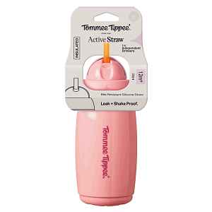 Tommee Tippee Hrneček s brčkem Active 12m+ 266 ml růžový