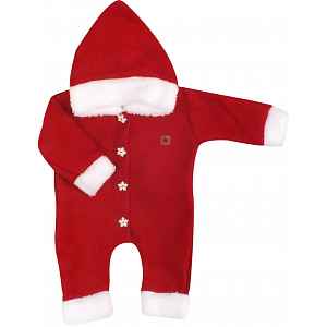 Z&Z Dětský pletený overálek s kapucí Baby Santa, červený vel.  86