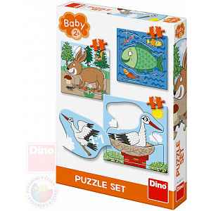 DINO Baby puzzle Kde žijí zvířátka 18x18cm skládačka 3v1 velké dílky