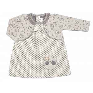 Minetti Kojenecké šatičky s bolerkem Lovely Teddy, - ecru/šedé