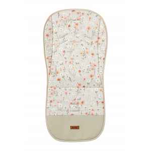 SENSILLO Oboustranná vložka do kočárku, velvet, bavlna, Květinky, béžové