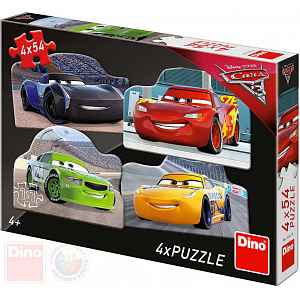 DINO Puzzle Rivalové Cars (Auta) 19x13cm skládačka 4x54 dílků