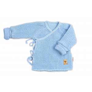Baby Nellys Kojenecký svetřík, rostoucí, na zavazování na boku - modrá, vel.  62/68