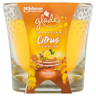 Glade Sparkling Citrus Sunrise citrón, kardamom & zázvor parfémovaná svíčka 129 g
