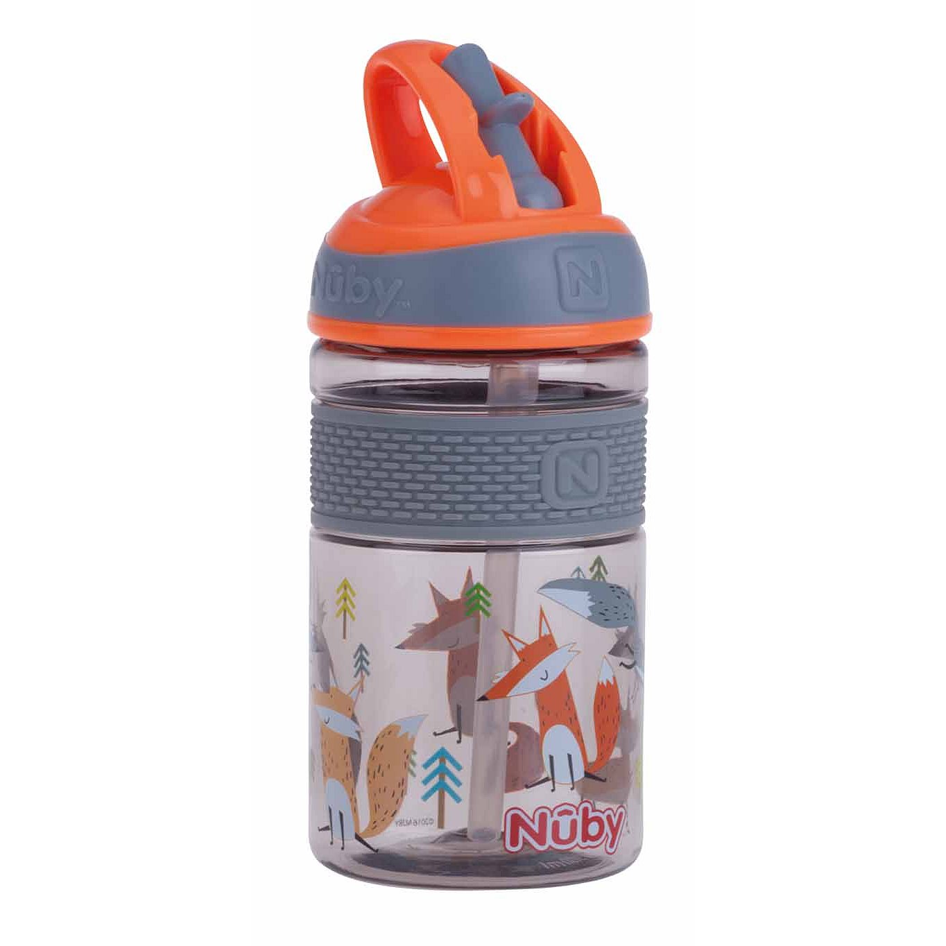 NUBY Láhev sportovní 2v1 s tvrdým sklápěcím brčkem, 360 ml, oranžová, 3+