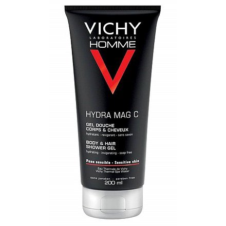 Vichy Homme Hydra Mag C Hydratační povzbuzující sprchový gel na tělo a vlasy 200ml