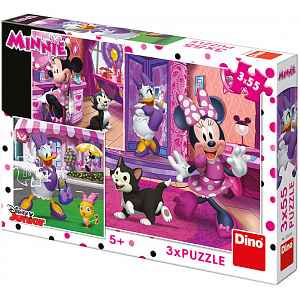 DINO Puzzle 3x55 dílků Disney Den s Minnie Mouse skládačka 18x18cm 3v1