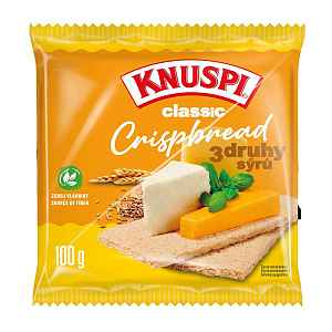 KNUSPI Crispbread sýrové křupavé vícezrnné plátky 100 g