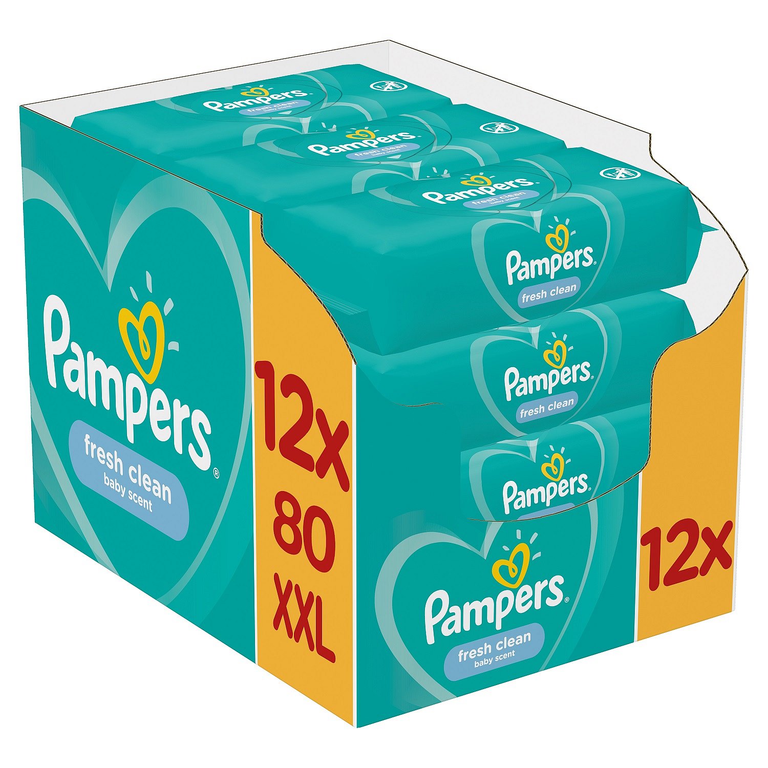 12x PAMPERS Fresh Clean XXL 80 ks - vlhčené ubrousky