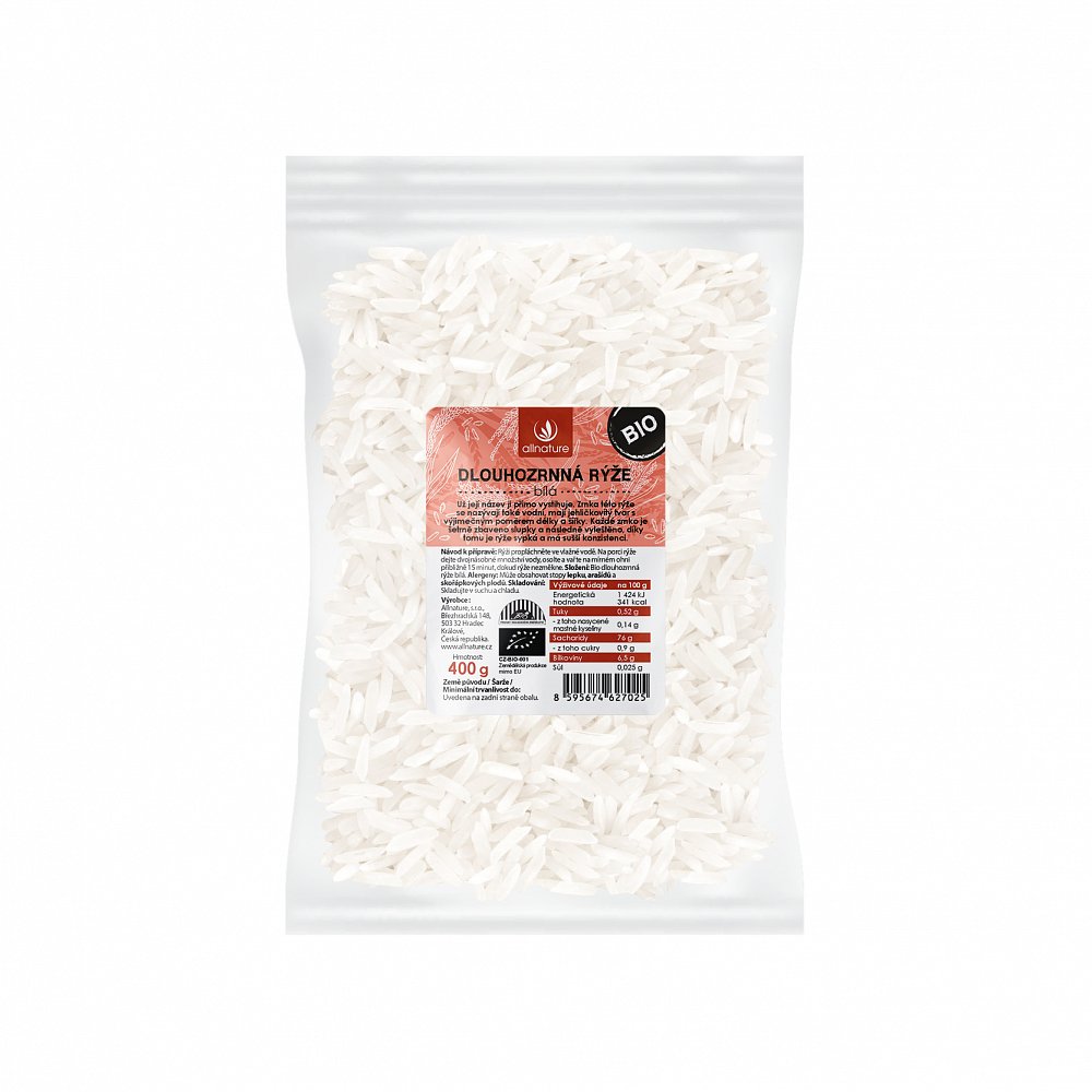 Allnature Dlouhozrnná rýže bílá Bio 400 g