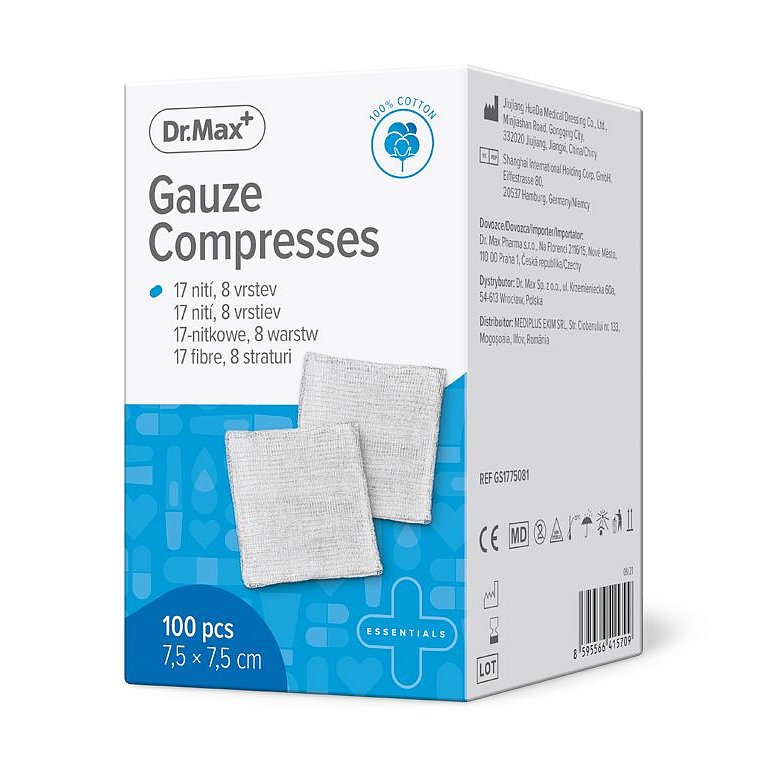 Dr.Max Gauze Compresses 7,5x7,5 cm 100 ks