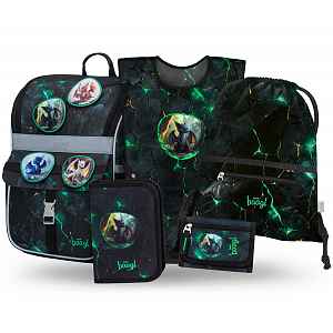 Baagl SET 5 Zippy Draci: aktovka, penál, sáček, zástěra, peněženka