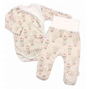 Baby Nellys 2-dílná sada body zap. bokem + polodupačky, , Sweet Candy - krémová, vel. 68 vel.  68